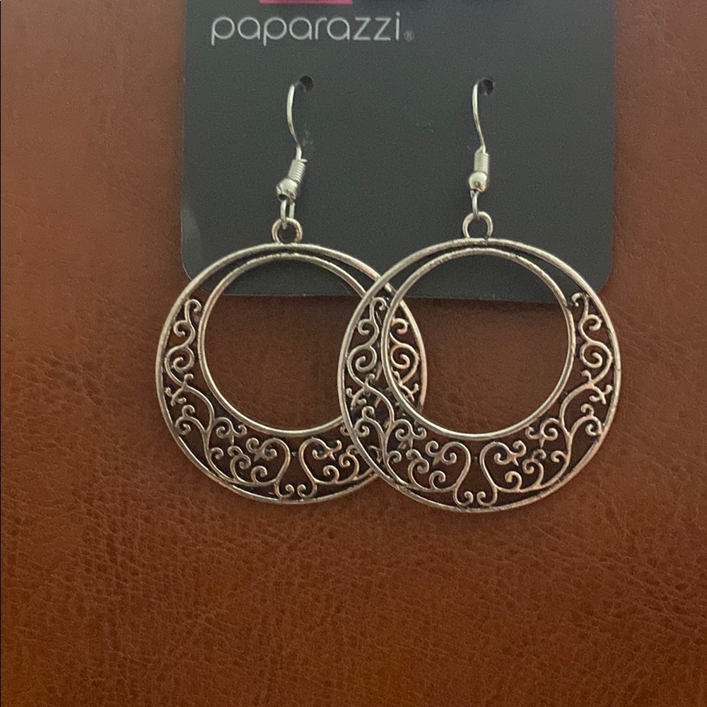 Paparazzi Silver Filigree Hoop Earrings